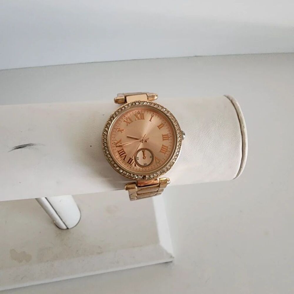 Gold Rose Quartz Analog Crystal Watch *flaw